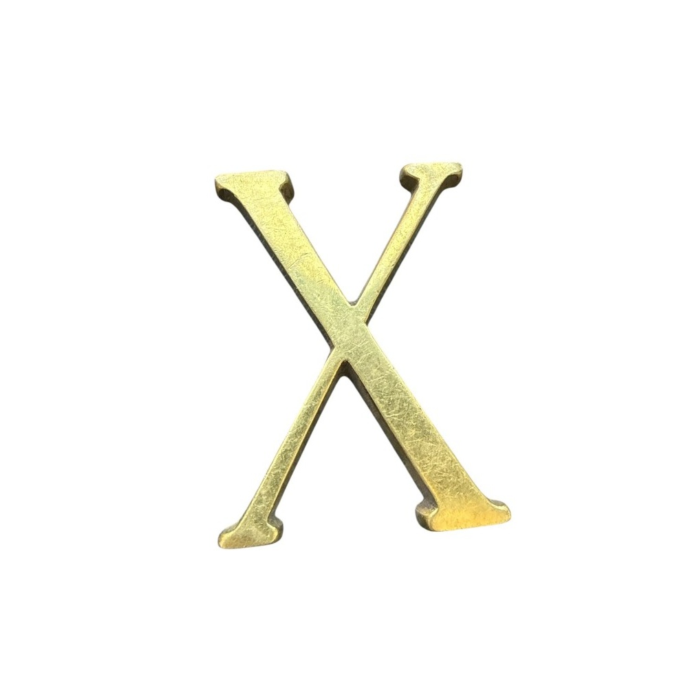 Letra X 10 cms Bronce Pulido