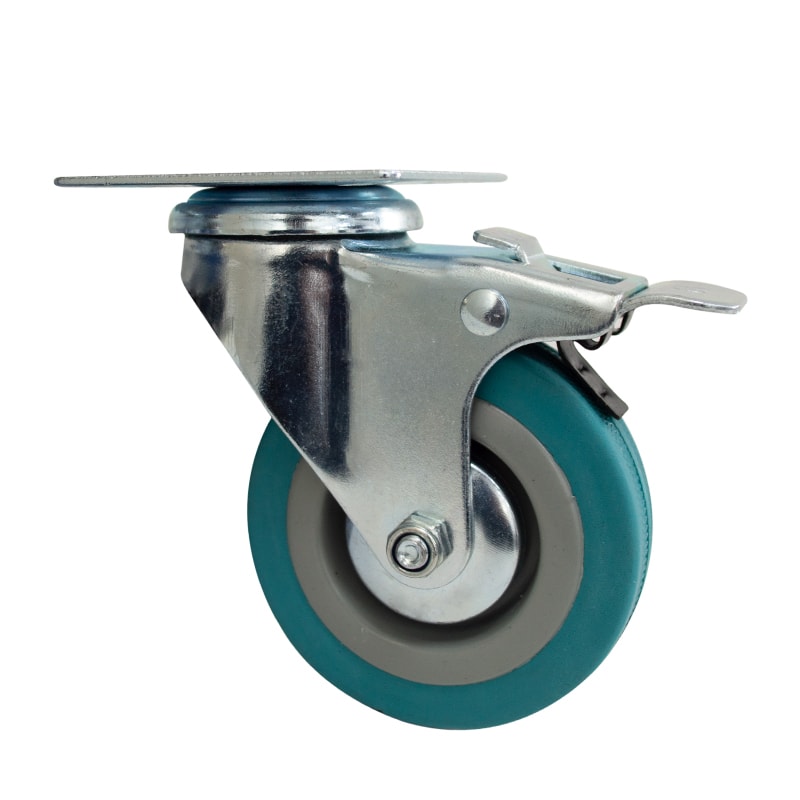 Rueda de Goma Giratoria con Freno - 50x18 mm