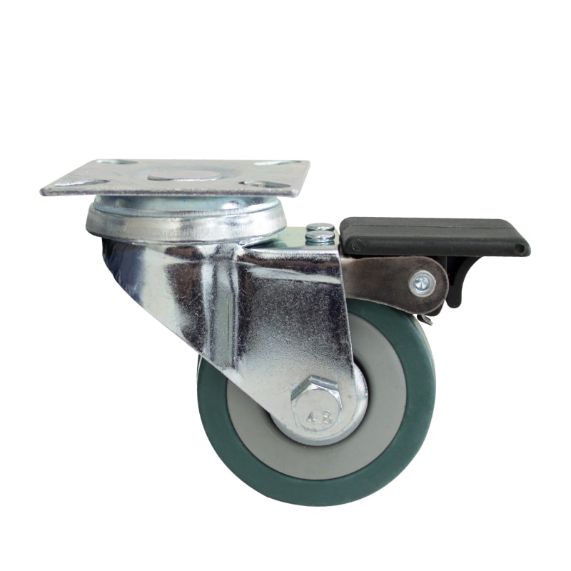Rueda de Goma Giratoria con Freno - 120x27 mm