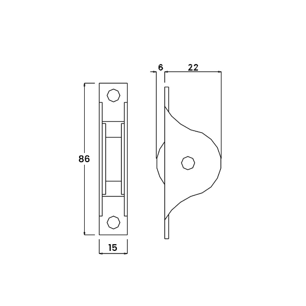 Rueda Riel 8  mm  35X100  mm 3